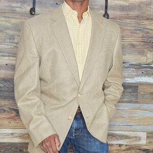 Jos. A. Bank Silk Wool Beige Plaid Blazer Jacket 46L